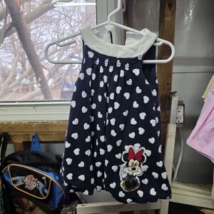 Disney Navy and White Heart Print Minnie Dress